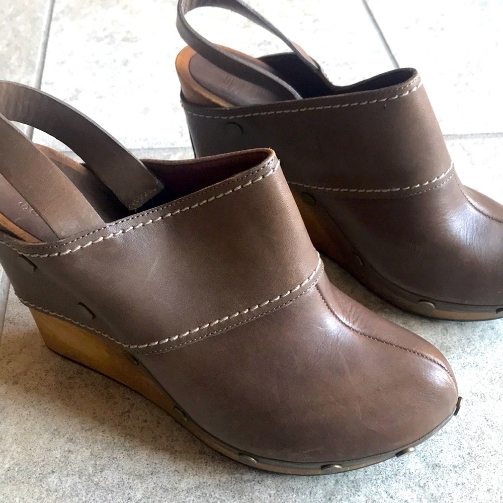 See by Chloe sling back 4 in heel clogs.